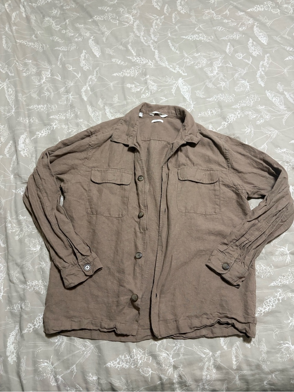 Men’s Lightweight Button-Front Shacket in Taupe